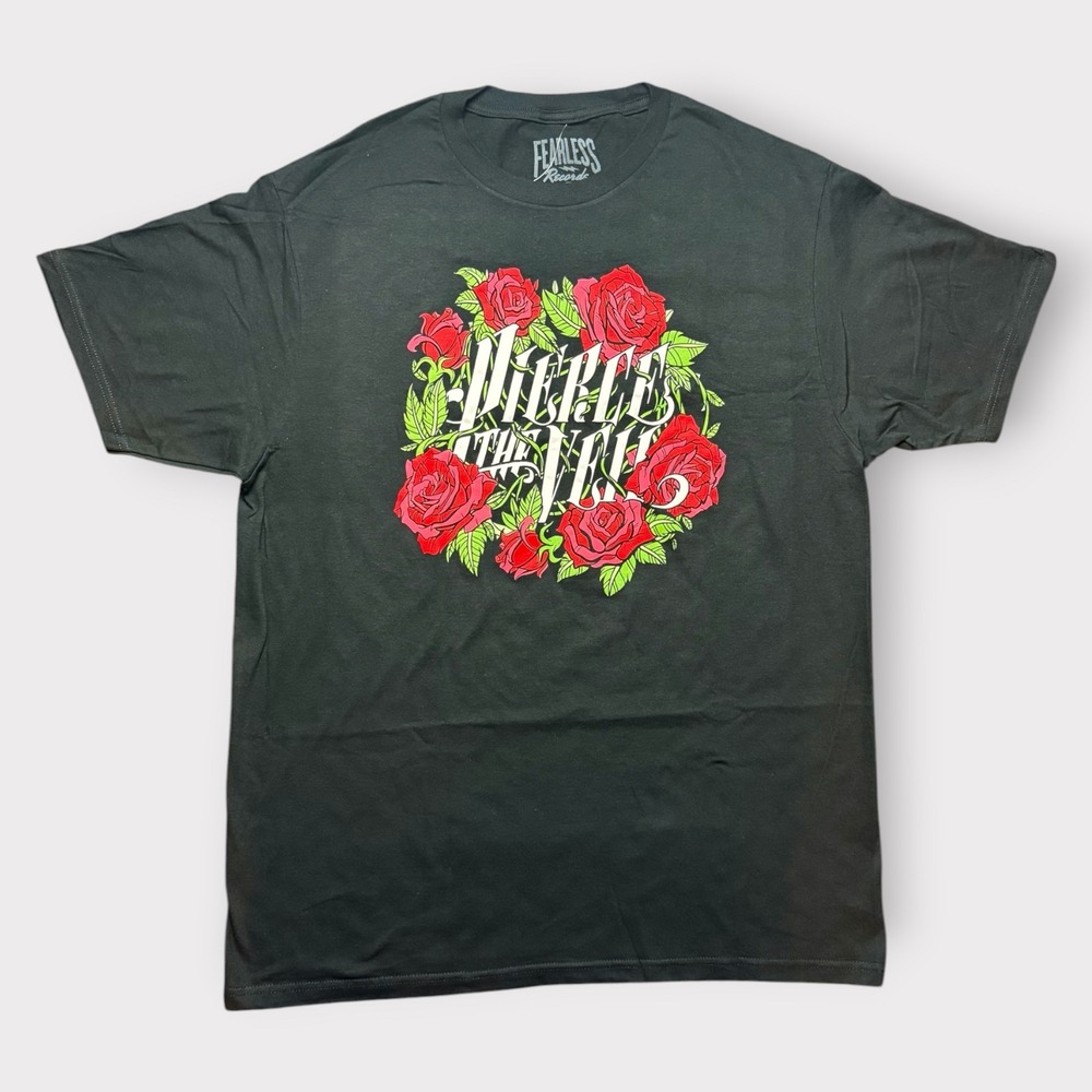 Pierce The Veil Band Shirt Mens XL Black Roses Graphic Tee Fearless Records NWT